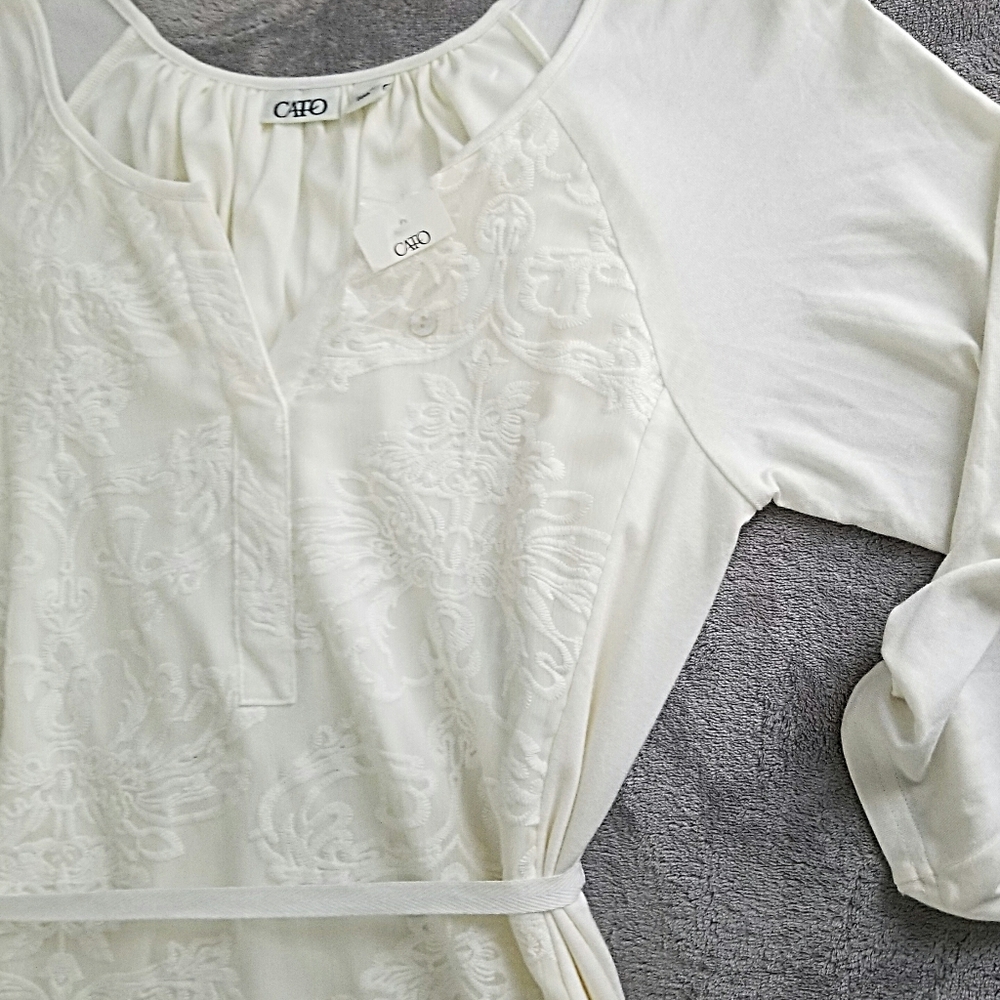 CATO | White Embroidered Dress